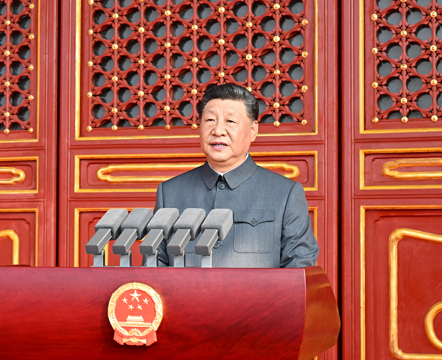 9月3日，纪念中国人民抗日战争暨世界反法西斯战争胜利80周年大会在北京天安门广场隆重举行。中共中央总书记、国家主席、中央军委主席习近平发表重要讲话。